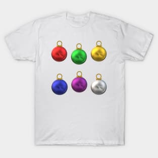 Colorful Christmas Tree Ornaments (Winter White Background) T-Shirt